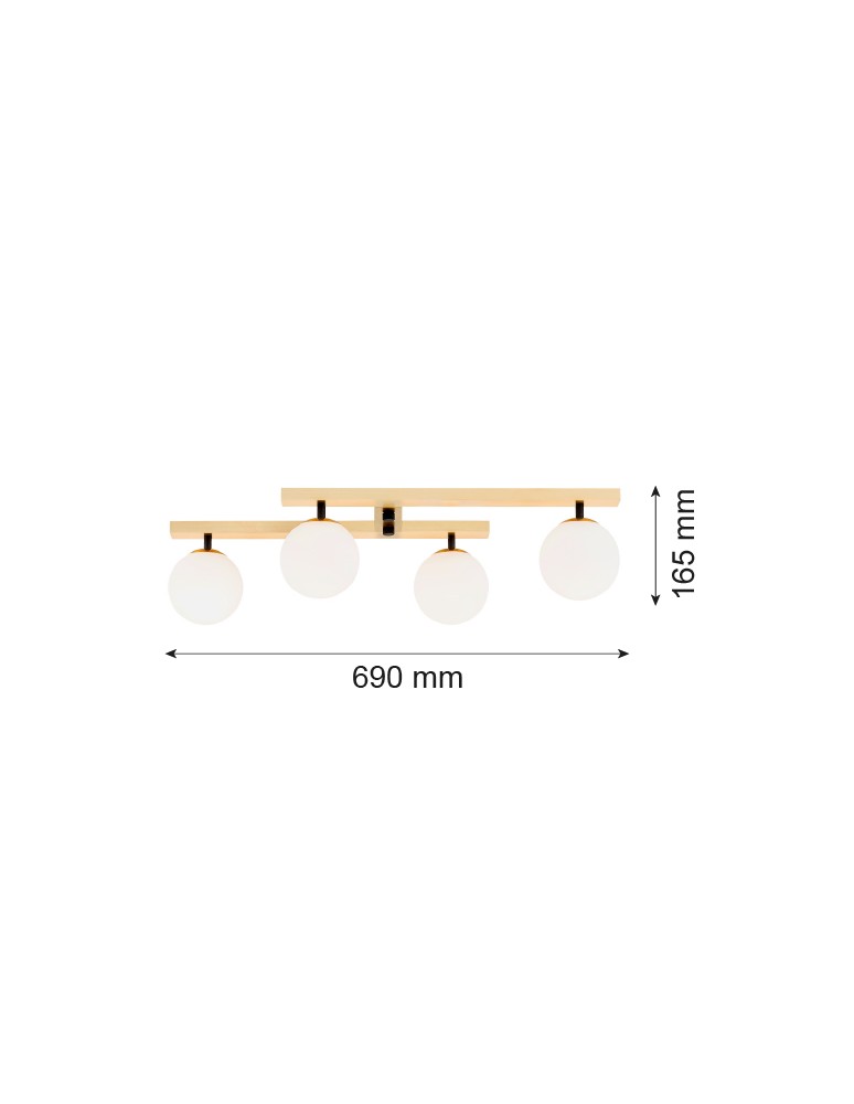 Ceiling lamps spheres - Argon FREEMONT plafond 4 fl. 4x7W (max) opal matt brushed brass 1742 - product kolory-swiatla.pl 5