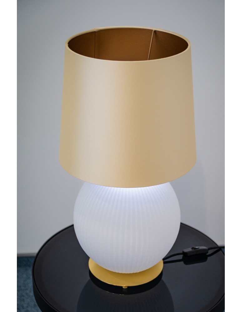 Table lamps with lampshade - Argon HAMILTON 8544 satin lampshade, glass, brass - product kolory-swiatla.pl 5