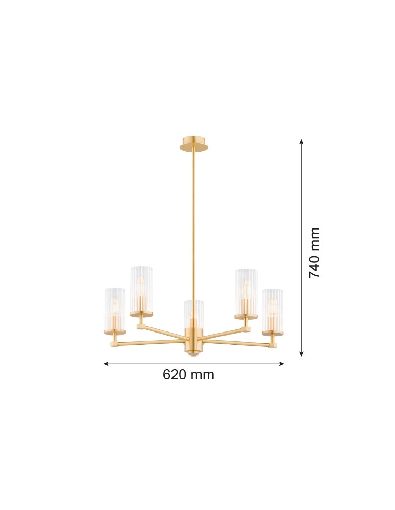 Hampton style chandeliers - Argon HAMPTON 2177 glass, brass - product kolory-swiatla.pl 11