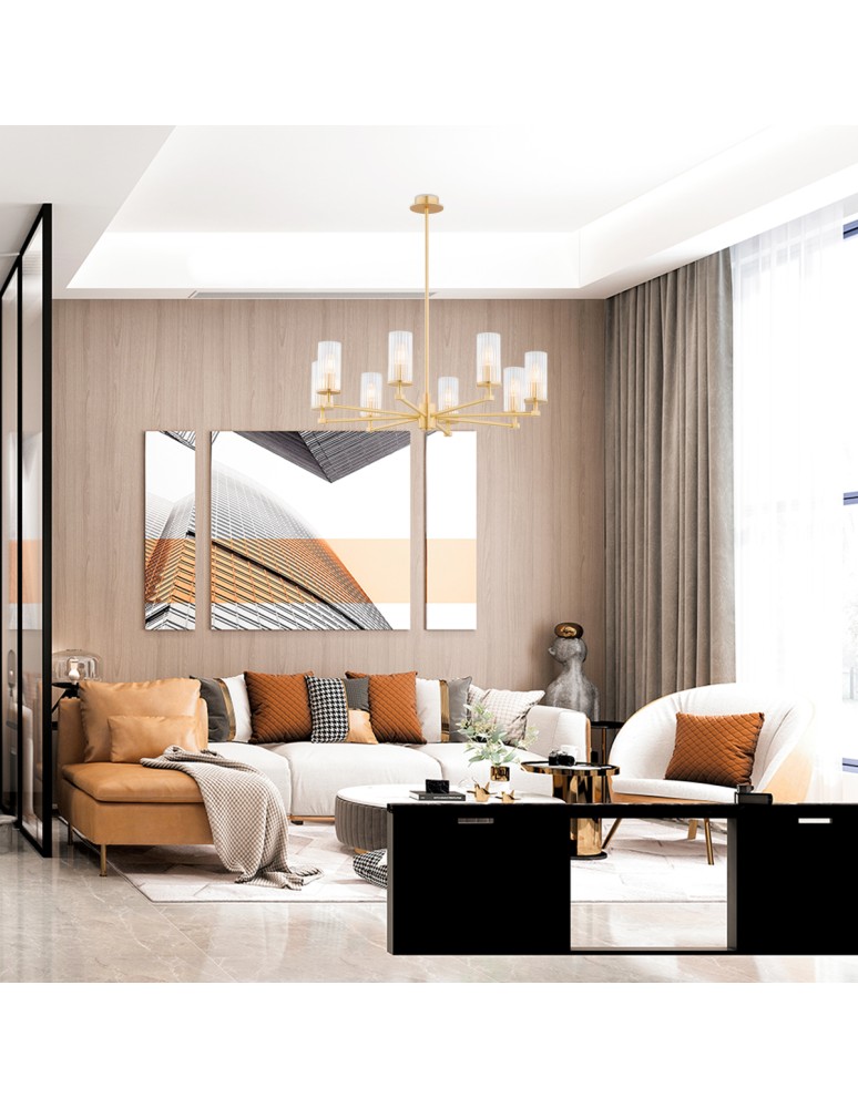 Hampton style chandeliers - Argon HAMPTON 5066 glass, brass - product kolory-swiatla.pl 3