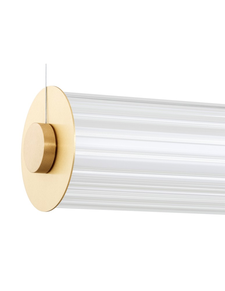 Pendant lamps over the island - Argon HAMPTON 8624 1-light LED pendant lamp, transparent (fluted), brushed brass LED (integrated) / 9180 lm / 30 - product kolory-swiatla.pl 3