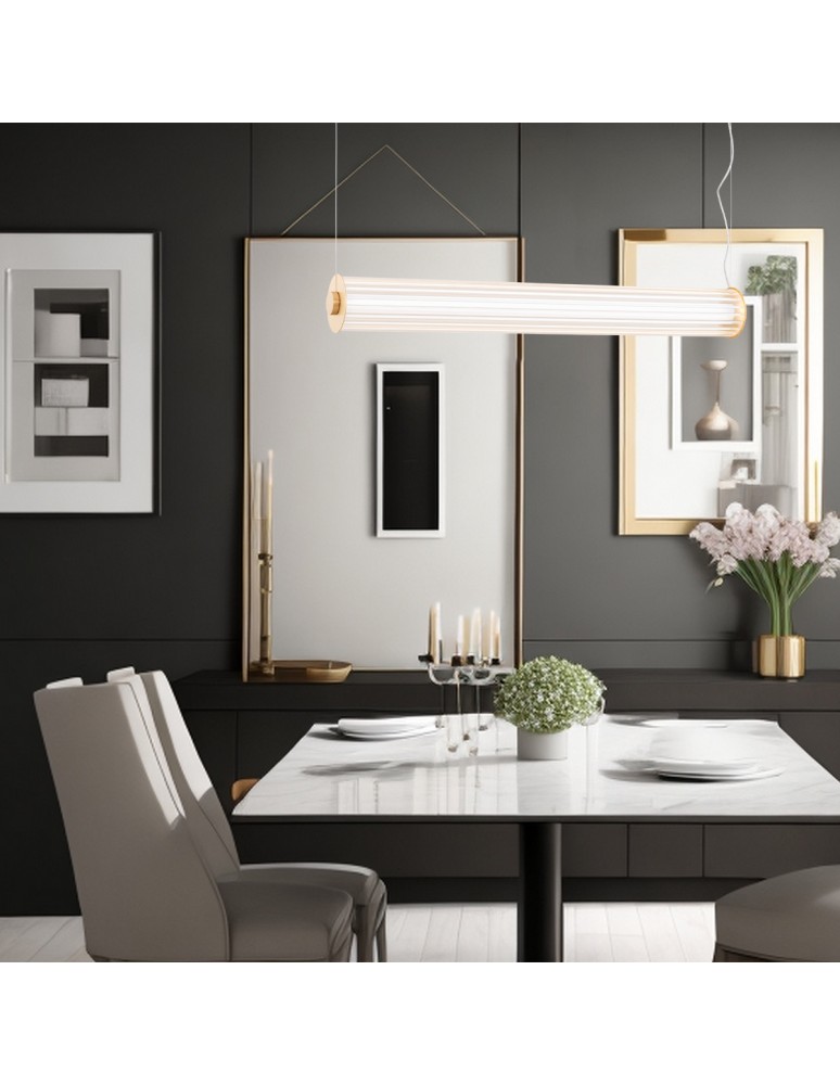 Pendant lamps over the island - Argon HAMPTON 8624 1-light LED pendant lamp, transparent (fluted), brushed brass LED (integrated) / 9180 lm / 30 - product kolory-swiatla.pl 6