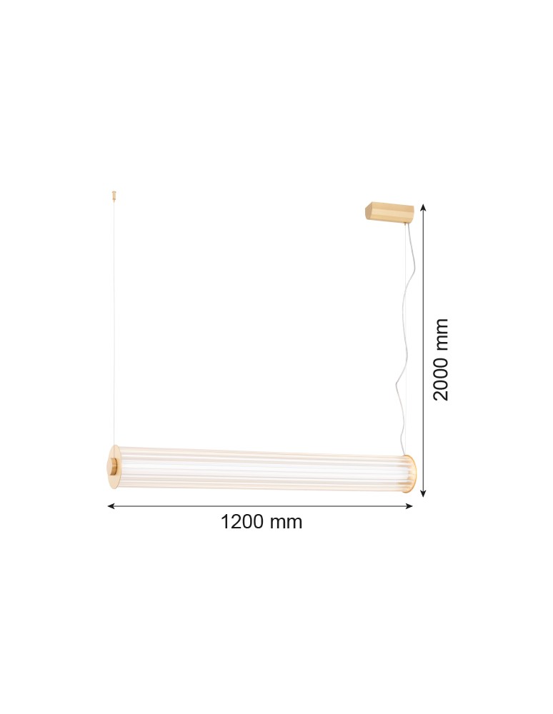 Pendant lamps over the island - Argon HAMPTON 8624 1-light LED pendant lamp, transparent (fluted), brushed brass LED (integrated) / 9180 lm / 30 - product kolory-swiatla.pl 8