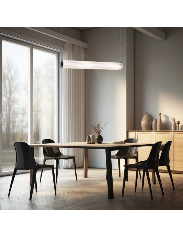 Pendant lamps over the island - Argon HAMPTON 8625 1-light LED pendant lamp, transparent (fluted), brushed brass LED (integrated) / 9180 lm / 30 - product kolory-swiatla.pl 4