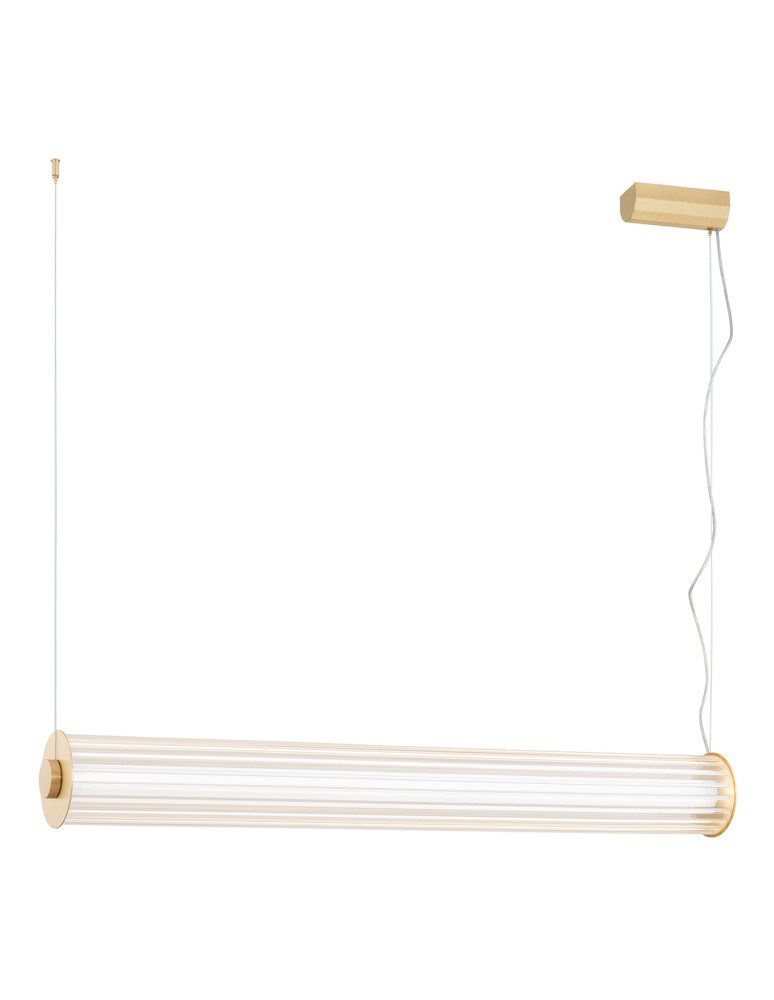 Pendant lamps over the island - Argon HAMPTON 8627 1 fl. LED pendant lamp smaller, transparent (fluted), brushed brass LED (integrated) / 618 - product kolory-swiatla.pl 1