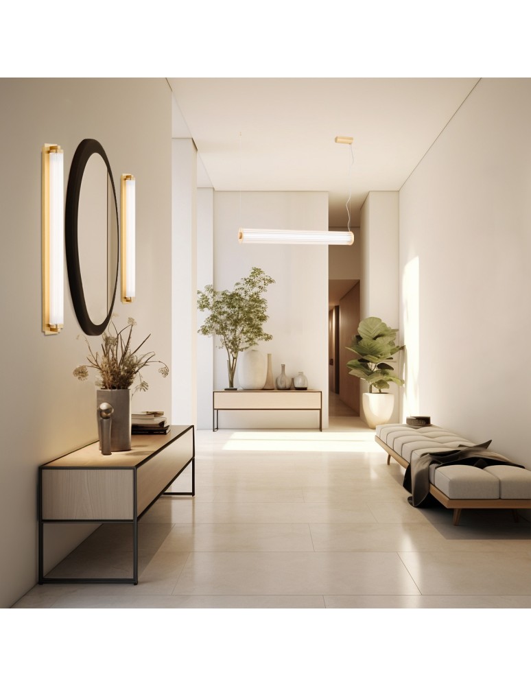 Pendant lamps over the island - Argon HAMPTON 8627 1 fl. LED pendant lamp smaller, transparent (fluted), brushed brass LED (integrated) / 618 - product kolory-swiatla.pl 5