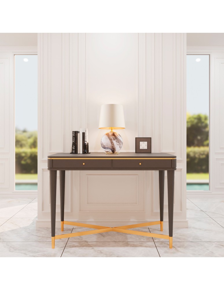 Table lamps with lampshade - Argon HARLEM 8547 satin lampshade, glass, brass - product kolory-swiatla.pl 3