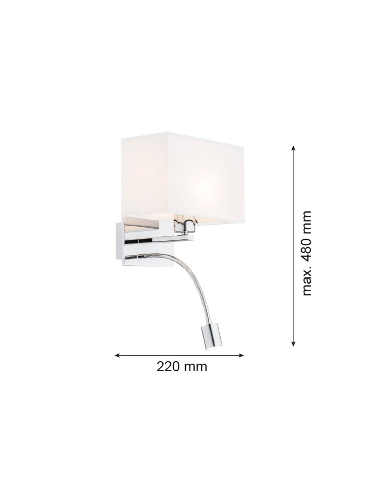 Argon HILARY kinkiet 2 pł. 1x15W (max) + 1x4.5W biały chrom 867 Argon HILARY kinkiet 2 pł. 1x15W (max) + 1x4.5W biały chrom 867