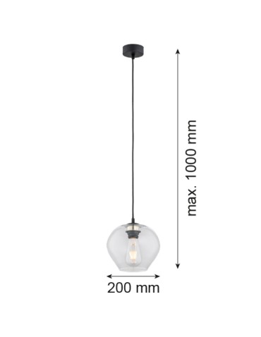 Argon KALIMERA lampa wisząca 1 pł. mniejsza 1x15W (max) transparentny czarny mat 4041 - produkt 2