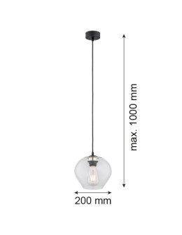 Argon KALIMERA lampa wisząca 1 pł. mniejsza 1x15W (max) transparentny czarny mat 4041 - produkt 2