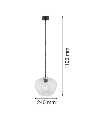 Argon KALIMERA 1 fl. pendant lamp larger 1x15W (max) transparent matte black 4043 - product 2