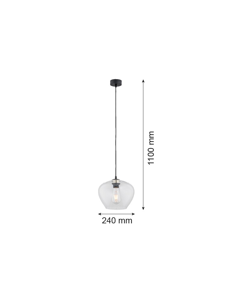 Argon KALIMERA lampa wisząca 1 pł. większa 1x15W (max) transparentny czarny mat 4043
