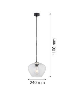 Argon KALIMERA lampa wisząca 1 pł. większa 1x15W (max) transparentny czarny mat 4043 - produkt 2