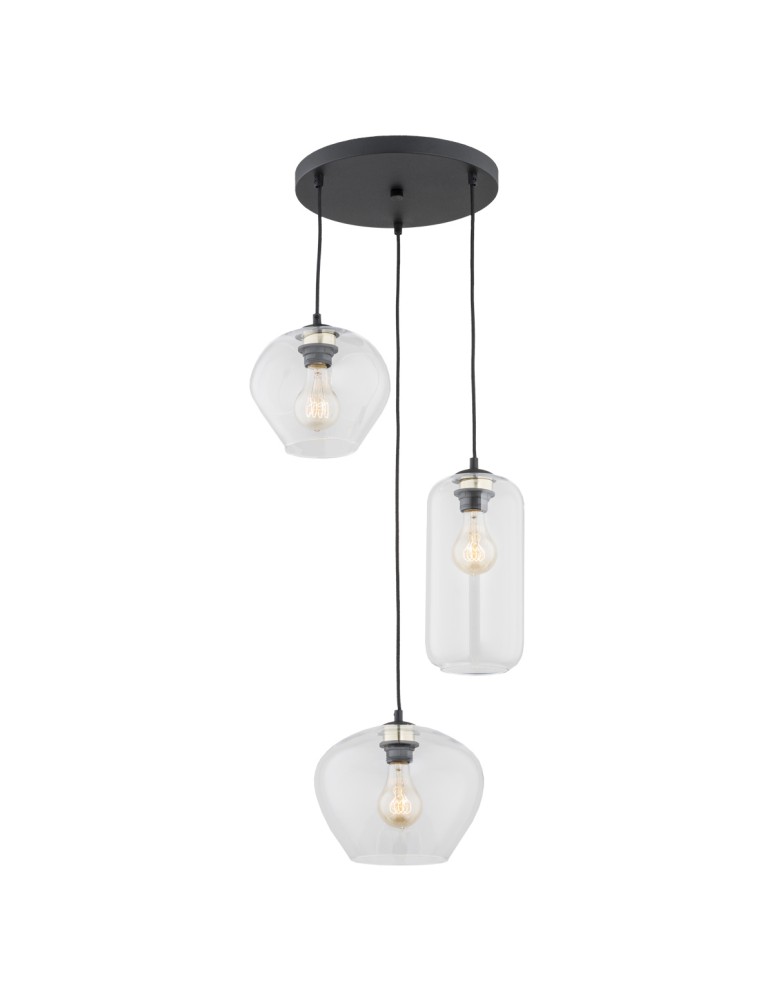 Argon KALIMERA lampa wisząca 3 pł. 3x15W (max) transparentny czarny mat 1431