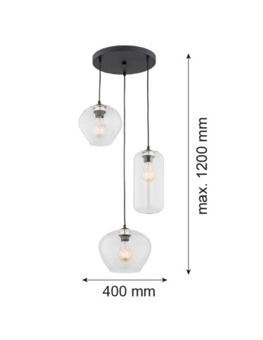 Argon KALIMERA 3 fl. pendant lamp 3x15W (max) transparent matte black 1431 - product 2