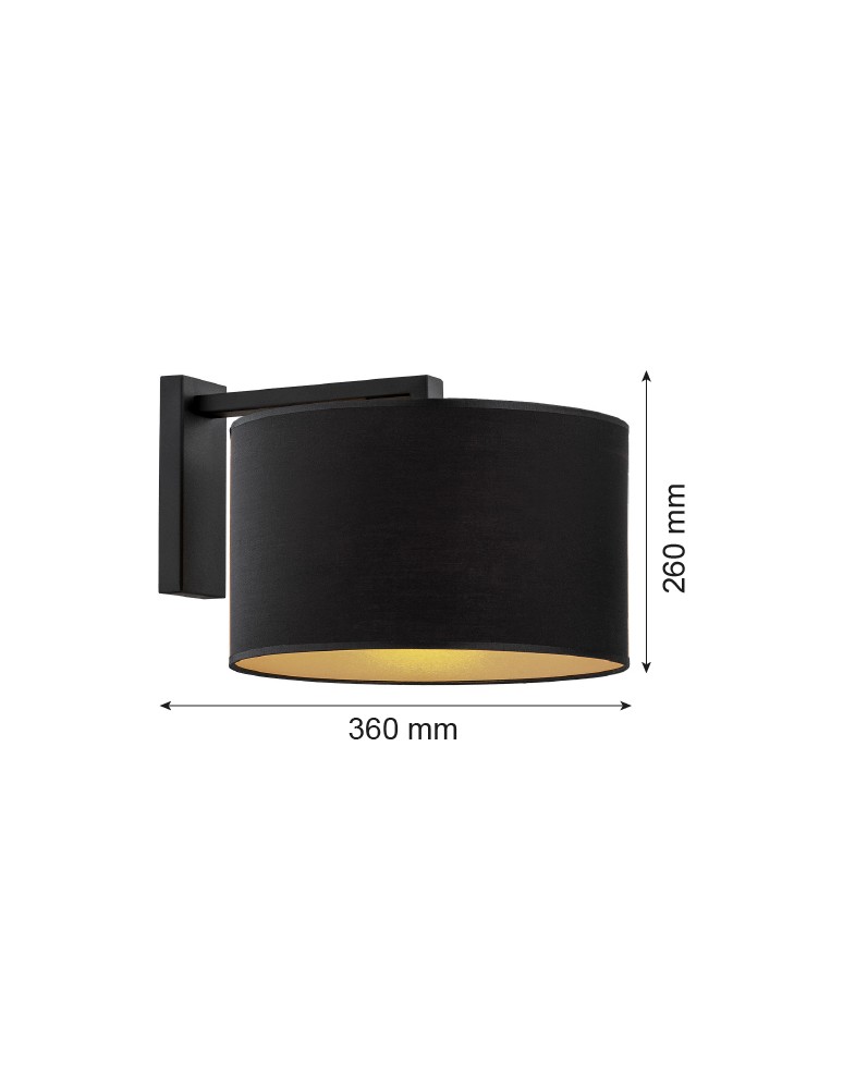 Wall lamps with lampshade - Argon KARIN wall lamp 1 pł. 1x15W (max) black with gold center black structure 4340 - product kolory-swiatla.pl 2