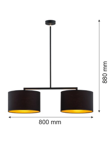 Argon KARIN lampa wisząca 2 pł. 2x15W (max) czarny ze złotym środkiem czarny struktura 899 - produkt 2