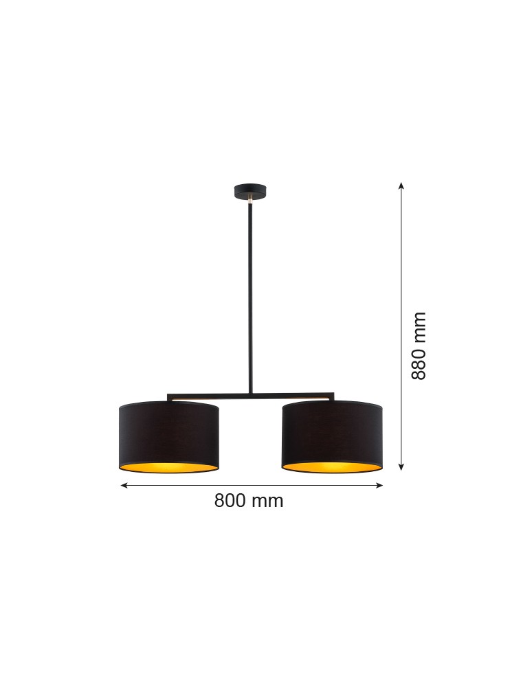 Double pendant lamps - Argon KARIN 2 fl. pendant lamp 2x15W (max) black with gold center black structure 899 - product kolory-swiatla.pl 2