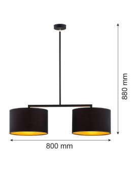 Argon KARIN lampa wisząca 2 pł. 2x15W (max) czarny ze złotym środkiem czarny struktura 899 - produkt 2