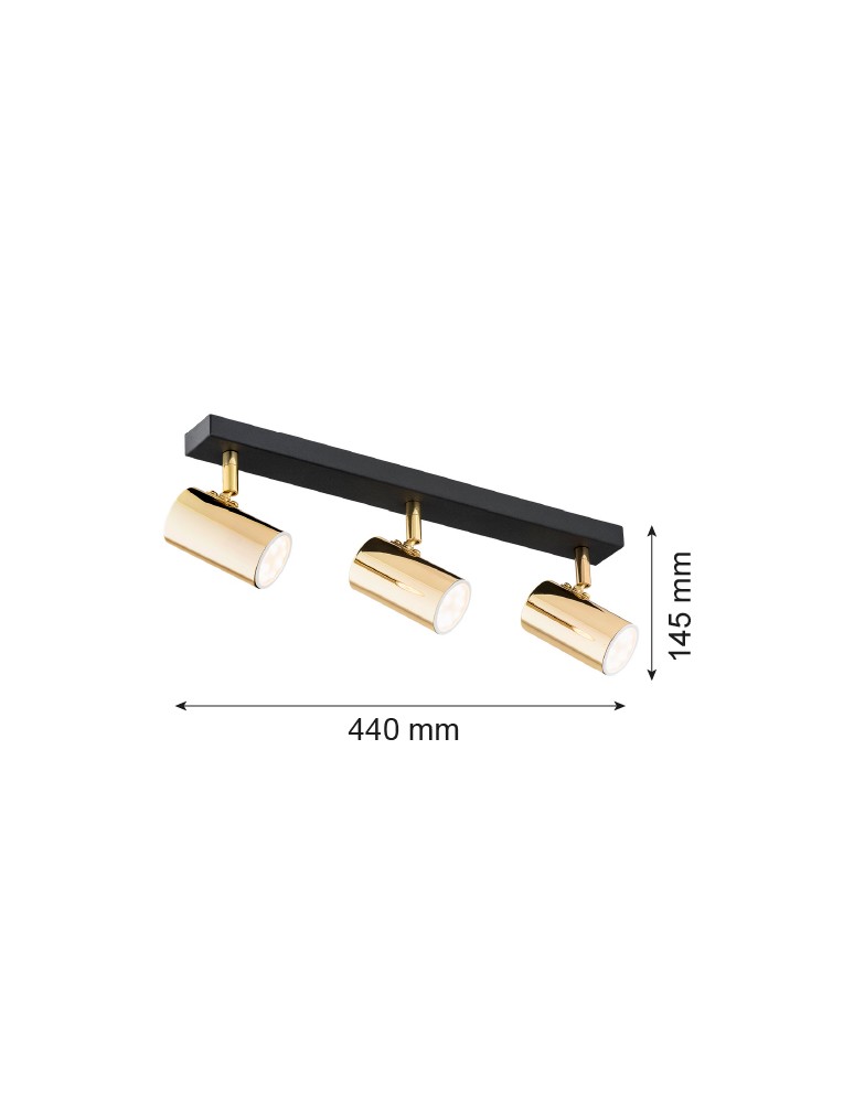 Spotlight ceiling lamps - Argon LAGOS plafond 3 fl. 3x5W (max) brass black structure 1474 - product kolory-swiatla.pl 3