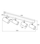 Spotlight ceiling lamps - Argon LAGOS plafond 4 fl. 4x5W (max) brass black structure 1688 - product 4