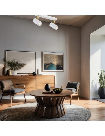 Argon LAGOS plafon 2 pł. 2x5W (max) biały struktura elementy mosiądzowane 890 - produkt 2