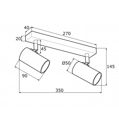 Argon LAGOS plafon 2 pł. 2x5W (max) biały struktura elementy mosiądzowane 890