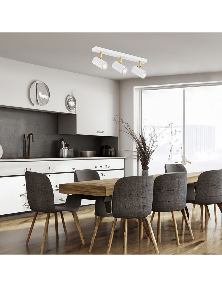 Spotlight ceiling lamps - Argon LAGOS plafond 3 fl. 3x5W (max) white structure brass elements 1475 - product kolory-swiatla.pl 2