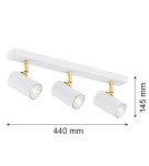 Spotlight ceiling lamps - Argon LAGOS plafond 3 fl. 3x5W (max) white structure brass elements 1475 - product 3