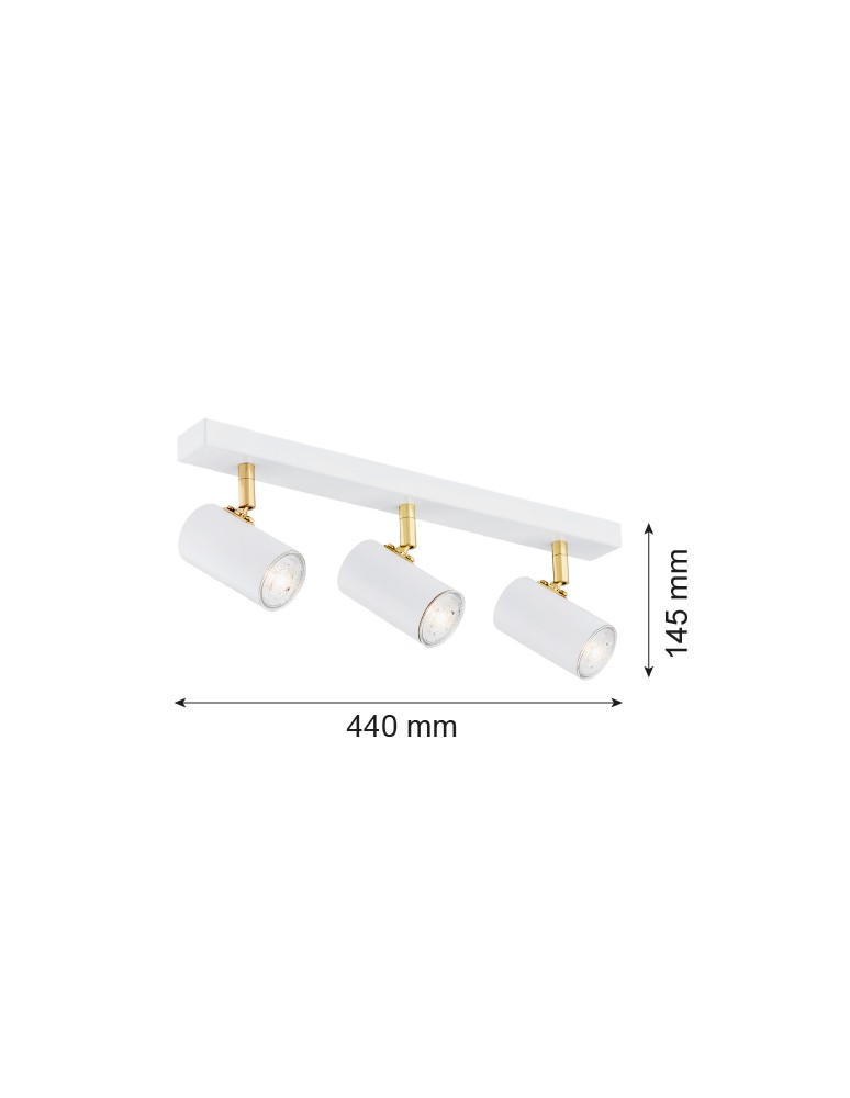 Spotlight ceiling lamps - Argon LAGOS plafond 3 fl. 3x5W (max) white structure brass elements 1475 - product kolory-swiatla.pl 3