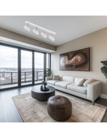 Argon LAGOS plafon 4 pł. 4x5W (max) biały struktura elementy mosiądzowane 1689 - produkt 2