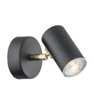 Adjustable wall lamps - Argon LAGOS wall lamp 1 pł. 1x5W (max) black structure brass elements 4210 - product 1