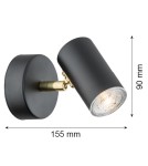 Adjustable wall lamps - Argon LAGOS wall lamp 1 pł. 1x5W (max) black structure brass elements 4210 - product 3