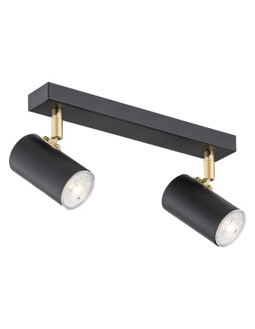 Argon LAGOS plafond 2 fl. 2x5W (max) black structure brass elements 891