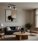 Argon LAGOS plafon 2 pł. 2x5W (max) czarny struktura elementy mosiądzowane 891