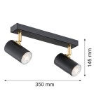 Argon LAGOS plafon 2 pł. 2x5W (max) czarny struktura elementy mosiądzowane 891