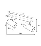 Argon LAGOS plafon 2 pł. 2x5W (max) czarny struktura elementy mosiądzowane 891