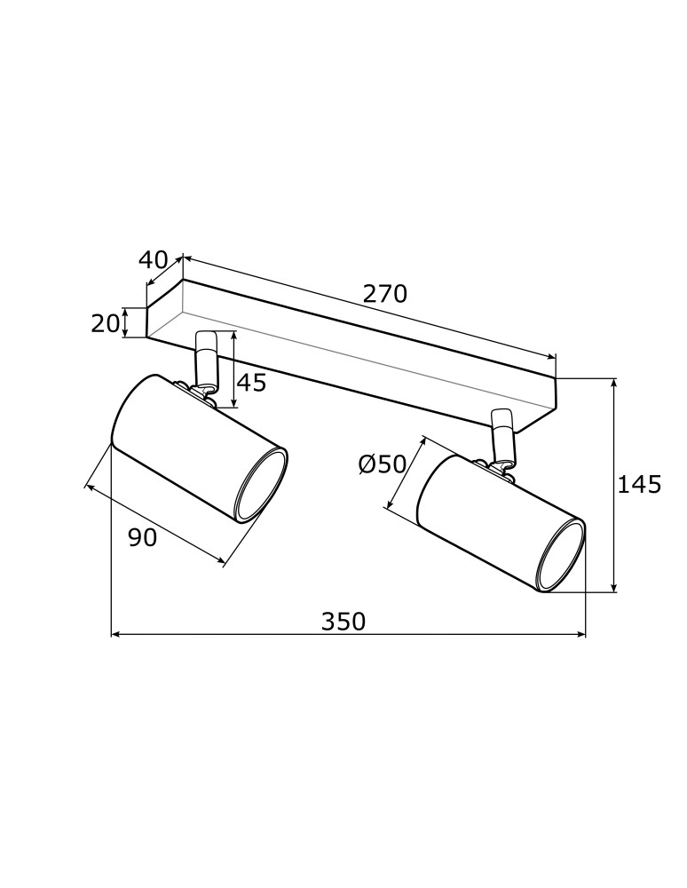 Argon LAGOS plafon 2 pł. 2x5W (max) czarny struktura elementy mosiądzowane 891