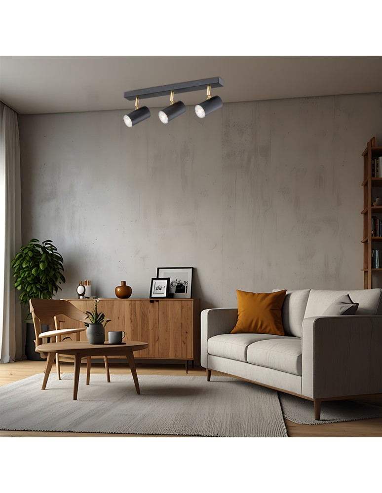 Spotlight ceiling lamps - Argon LAGOS plafond 3 fl. 3x5W (max) black structure brass elements 1476 - product kolory-swiatla.pl 2