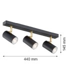 Spotlight ceiling lamps - Argon LAGOS plafond 3 fl. 3x5W (max) black structure brass elements 1476 - product 3