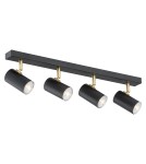 Spotlight ceiling lamps - Argon LAGOS plafond 4 fl. 4x5W (max) black structure brass elements 1690 - product 1