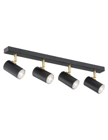 Argon LAGOS plafond 4 fl. 4x5W (max) black structure brass elements 1690