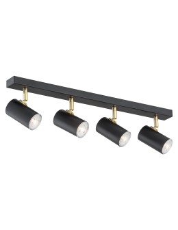 Argon LAGOS plafon 4 pł. 4x5W (max) czarny struktura elementy mosiądzowane 1690