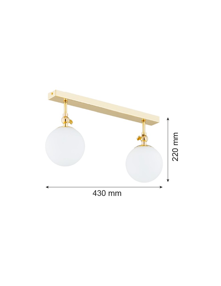 Bathroom ceiling lamps - Argon LATINA wall lamp 2 pł. 2x7W (max) brass IP44 opal mat 844 - product kolory-swiatla.pl 2