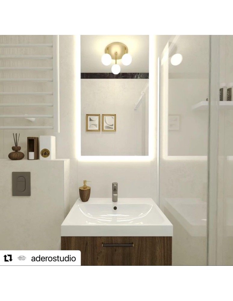 Bathroom ceiling lamps - Argon LATINA plafond 3 fl. 3x7W (max) brass IP44 opal matt 1435 - product kolory-swiatla.pl 2