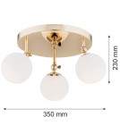 Bathroom ceiling lamps - Argon LATINA plafond 3 fl. 3x7W (max) brass IP44 opal matt 1435 - product 3