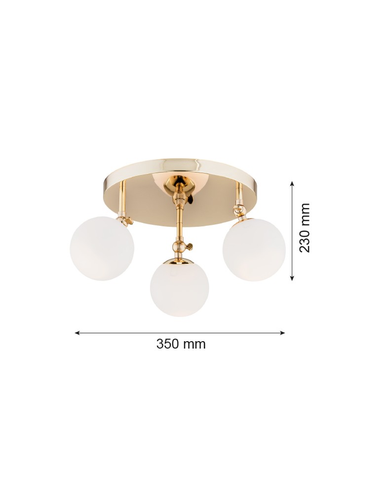 Bathroom ceiling lamps - Argon LATINA plafond 3 fl. 3x7W (max) brass IP44 opal matt 1435 - product kolory-swiatla.pl 3