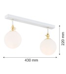 Bathroom ceiling lamps - Argon LATINA wall lamp 2 pł. 2x7W (max) white matte IP44 brass 845 - product 2