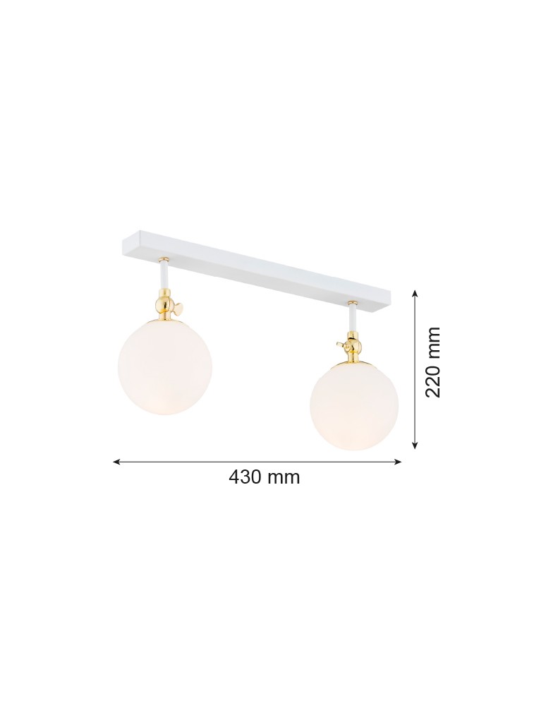 Bathroom ceiling lamps - Argon LATINA wall lamp 2 pł. 2x7W (max) white matte IP44 brass 845 - product kolory-swiatla.pl 2