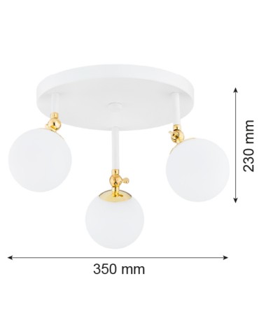 Argon LATINA plafon 3 pł. 3x7W (max) biały mat IP44 mosiądz 1434 - produkt 2